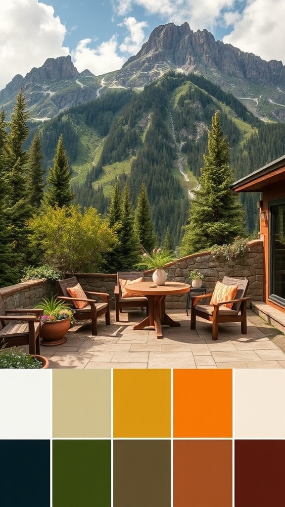20 Stunning Mountain Patio Ideas to Elevate Your Outdoor Space - 16. Nature-Inspired Color Palettes