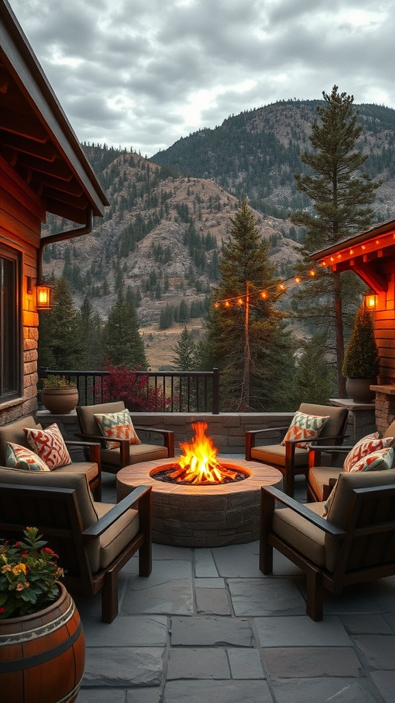 20 Stunning Mountain Patio Ideas to Elevate Your Outdoor Space - 1. Cozy Fire Pit Lounges