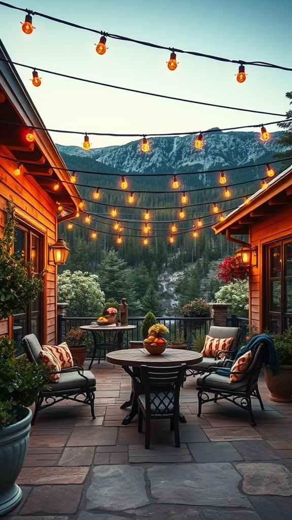 20 Stunning Mountain Patio Ideas to Elevate Your Outdoor Space - 11. Magical String Lights