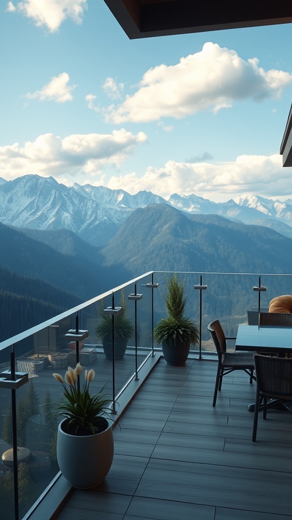 20 Stunning Mountain Patio Ideas to Elevate Your Outdoor Space - 3. Elevated Views with Glass Railings