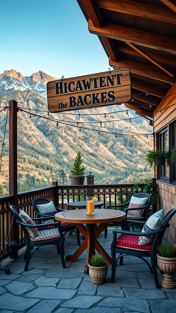 20 Stunning Mountain Patio Ideas to Elevate Your Outdoor Space - 20. Personalized Signage for a Unique Touch