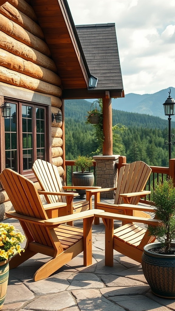 20 Stunning Mountain Patio Ideas to Elevate Your Outdoor Space - 4. Charming Adirondack Chairs