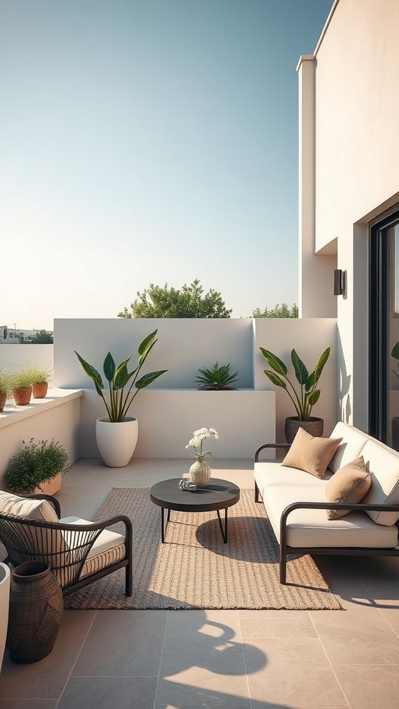 20 Stunning Outdoor Patio Ideas to Transform Your Space - 4. Chic Minimalist Lounge