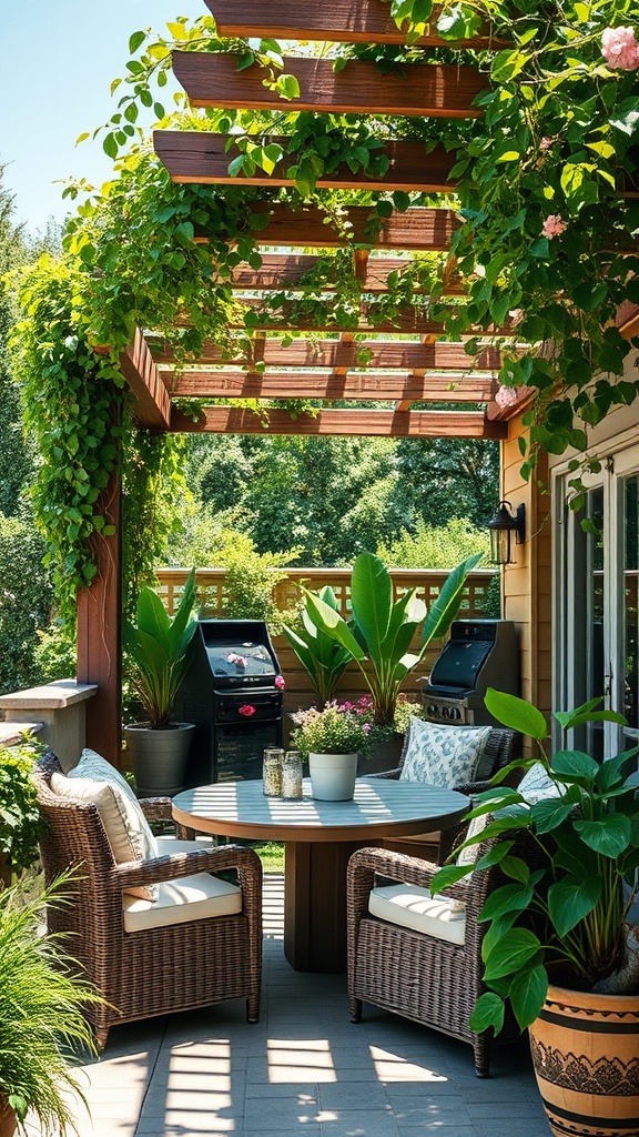 20 Stunning Pergola Patio Ideas to Transform Your Outdoor Space - 3. Lush Greenery: Add Climbing Plants for a Natural Touch