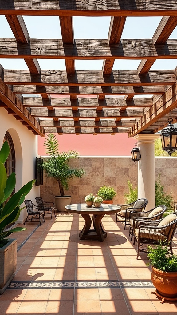 20 Stunning Pergola Patio Ideas to Transform Your Outdoor Space - 7. Mediterranean Retreat: Tile Accents and Terracotta