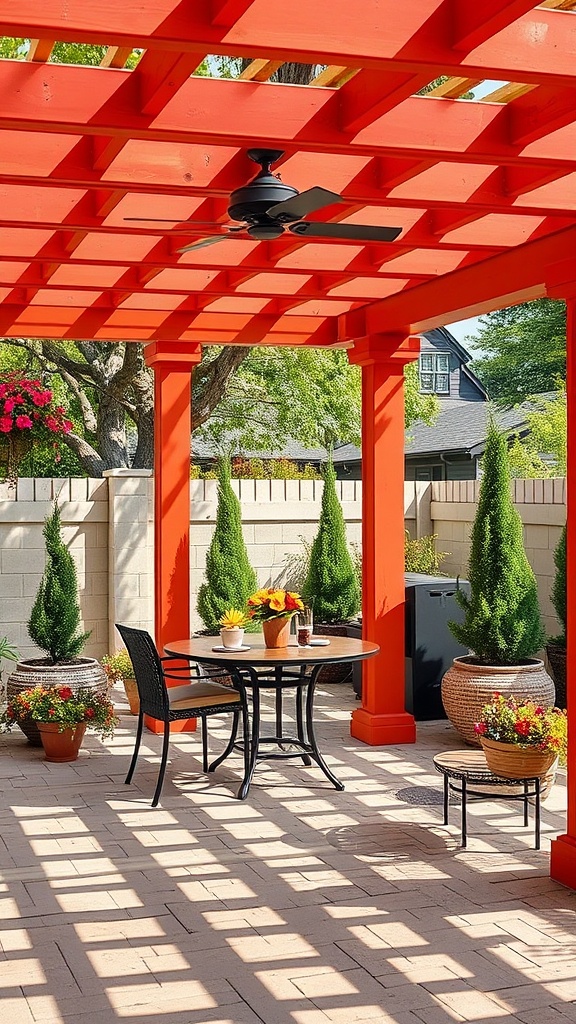 20 Stunning Pergola Patio Ideas to Transform Your Outdoor Space - 17. Color Pop: Bright Paints to Make a Statement