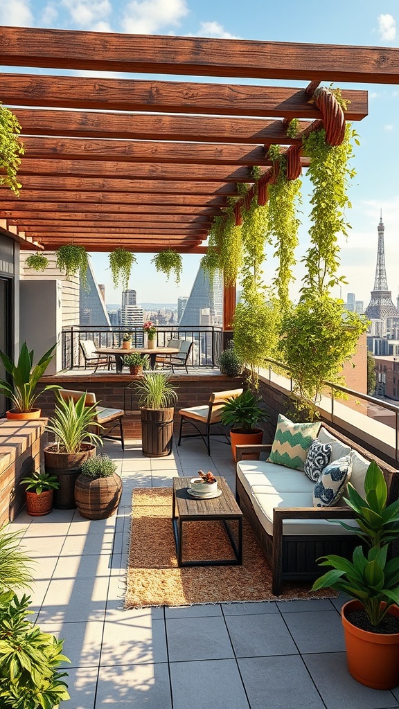 20 Stunning Pergola Patio Ideas to Transform Your Outdoor Space - 14. Rooftop Oasis: Maximize Urban Spaces