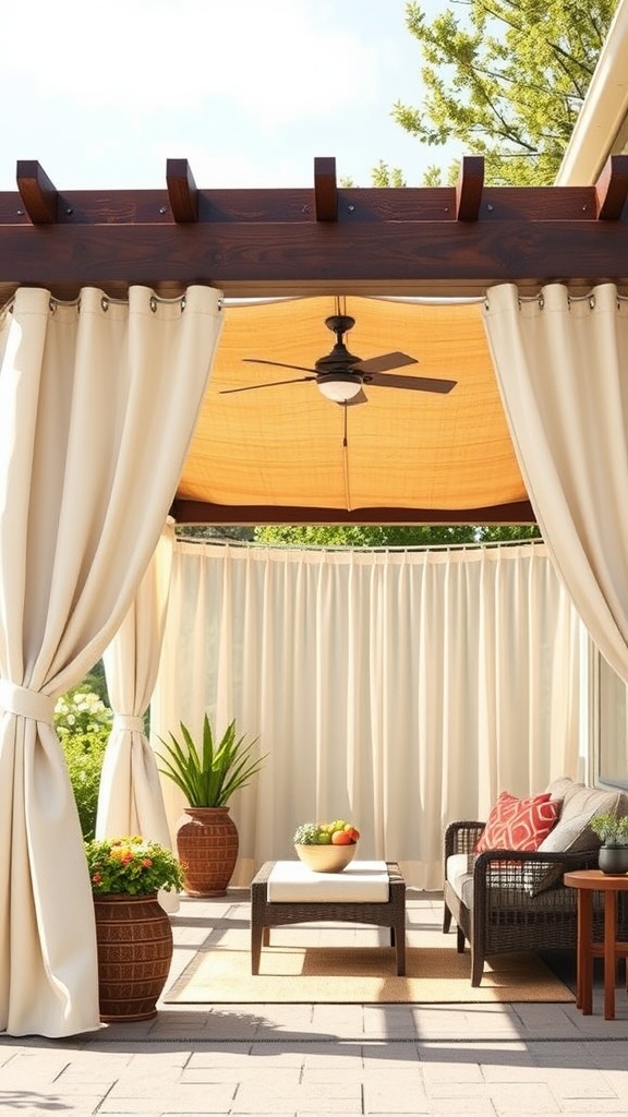 20 Stunning Pergola Patio Ideas to Transform Your Outdoor Space - 4. Cozy Curtains: Create Privacy and Shade