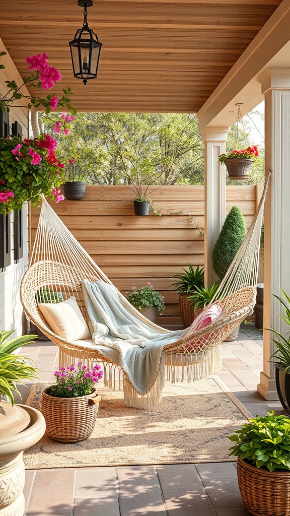20 Fresh Ideas to Spruce Up Your Spring Patio - 11. Hammock Haven: Relaxation Made Easy