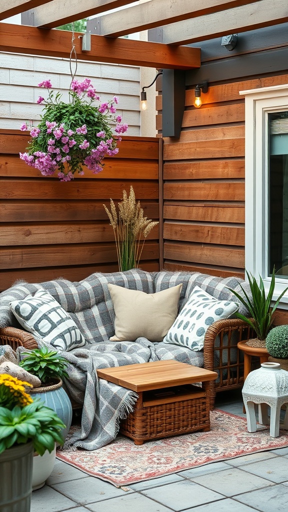 20 Fresh Ideas to Spruce Up Your Spring Patio - 2. Cozy Blanket Corner: Snuggle Up in Style