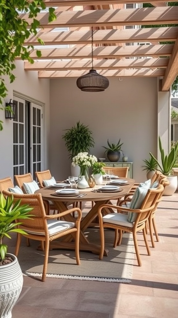 20 Fabulous Ideas to Transform Your Summer Patio - 8. Incorporate a Dining Table for Al Fresco Meals