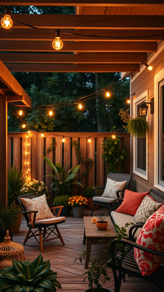 20 Fabulous Ideas to Transform Your Summer Patio - 3. Twinkling String Lights for Ambiance