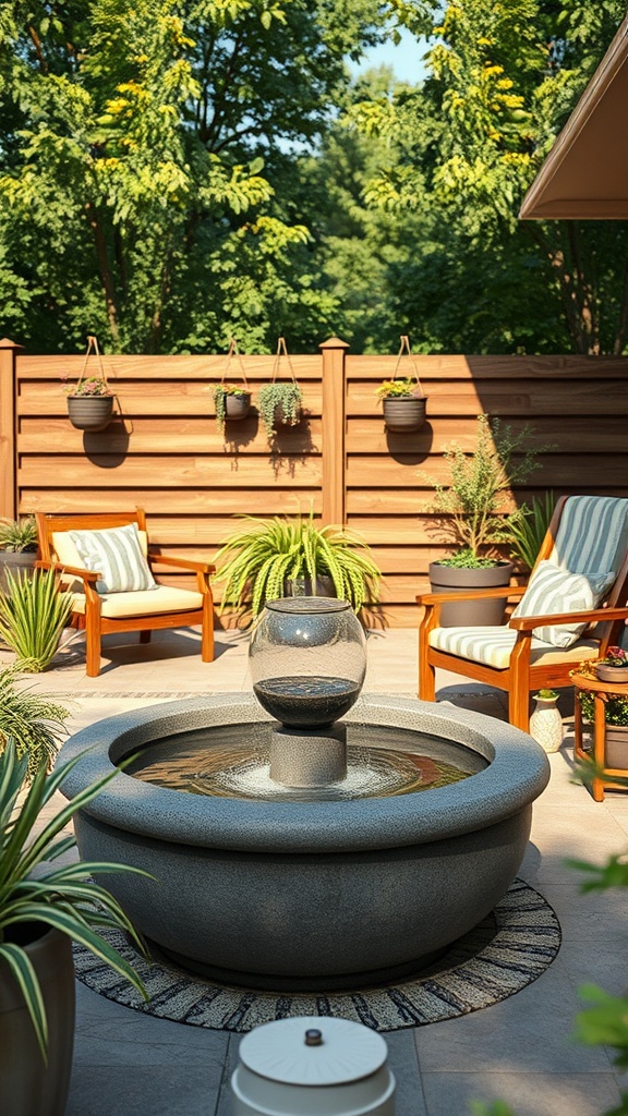 20 Fabulous Ideas to Transform Your Summer Patio - 13. Add a Water Feature for Soothing Sounds