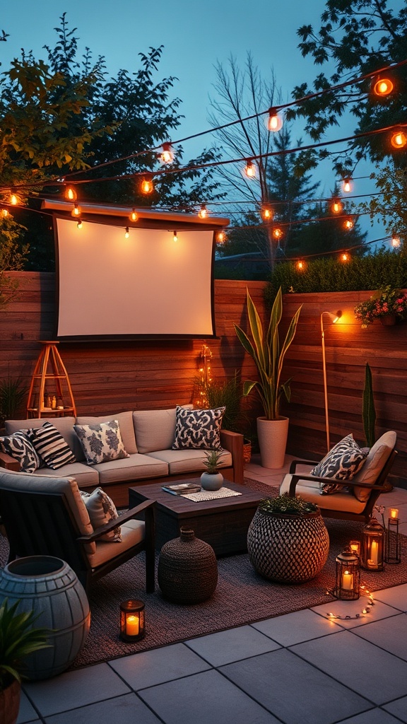 20 Trendy Patio Ideas to Transform Your Outdoor Space - Outdoor Movie Night Setup