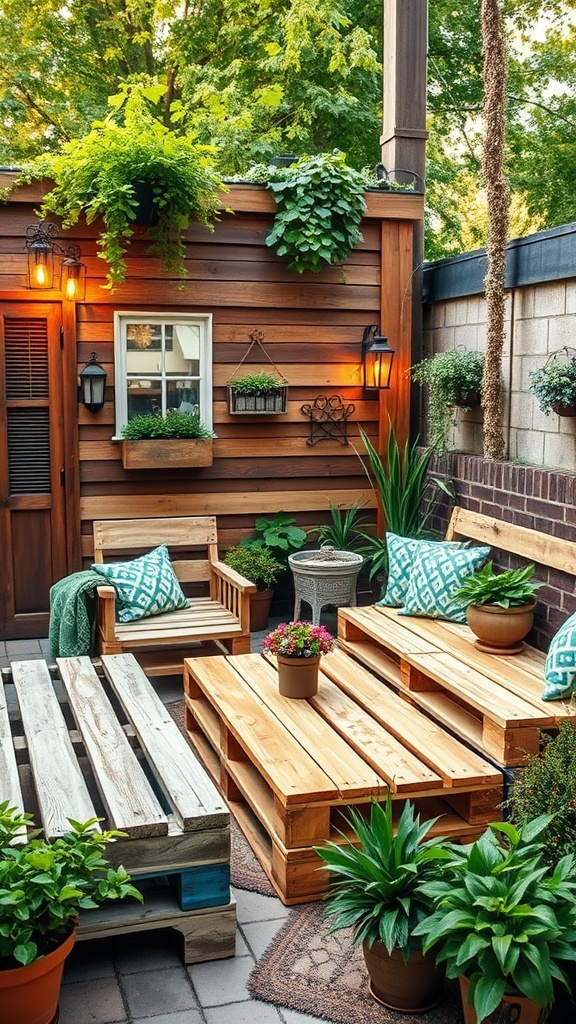 20 Charming Ideas to Create Your Vintage Patio Oasis - 4. Upcycled Pallet Seating: Rustic and Fun!