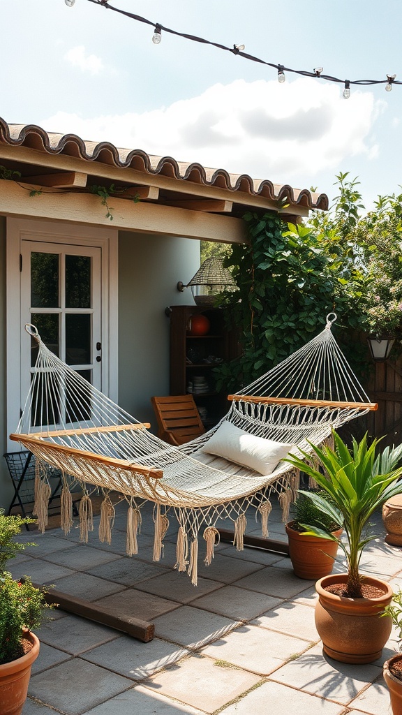 20 Charming Ideas to Create Your Vintage Patio Oasis - 19. A Vintage Hammock for Relaxation