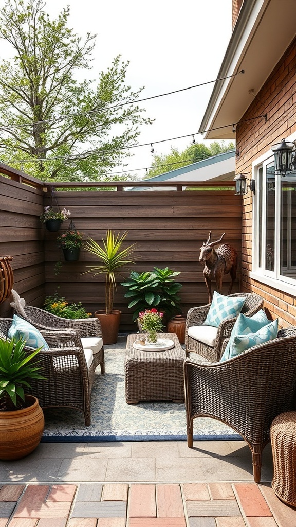 20 Creative Ideas to Transform Your Wicker Patio into a Cozy Oasis - 15. Create an Outdoor Office with Wicker Furniture