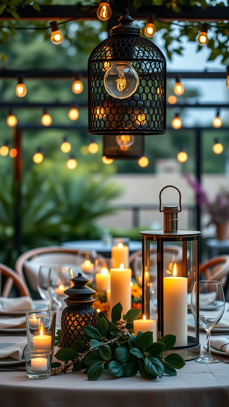 20 Stunning Ideas for Magical Al Fresco Dining Decor - 8. Lanterns and Candles for Ambient Lighting