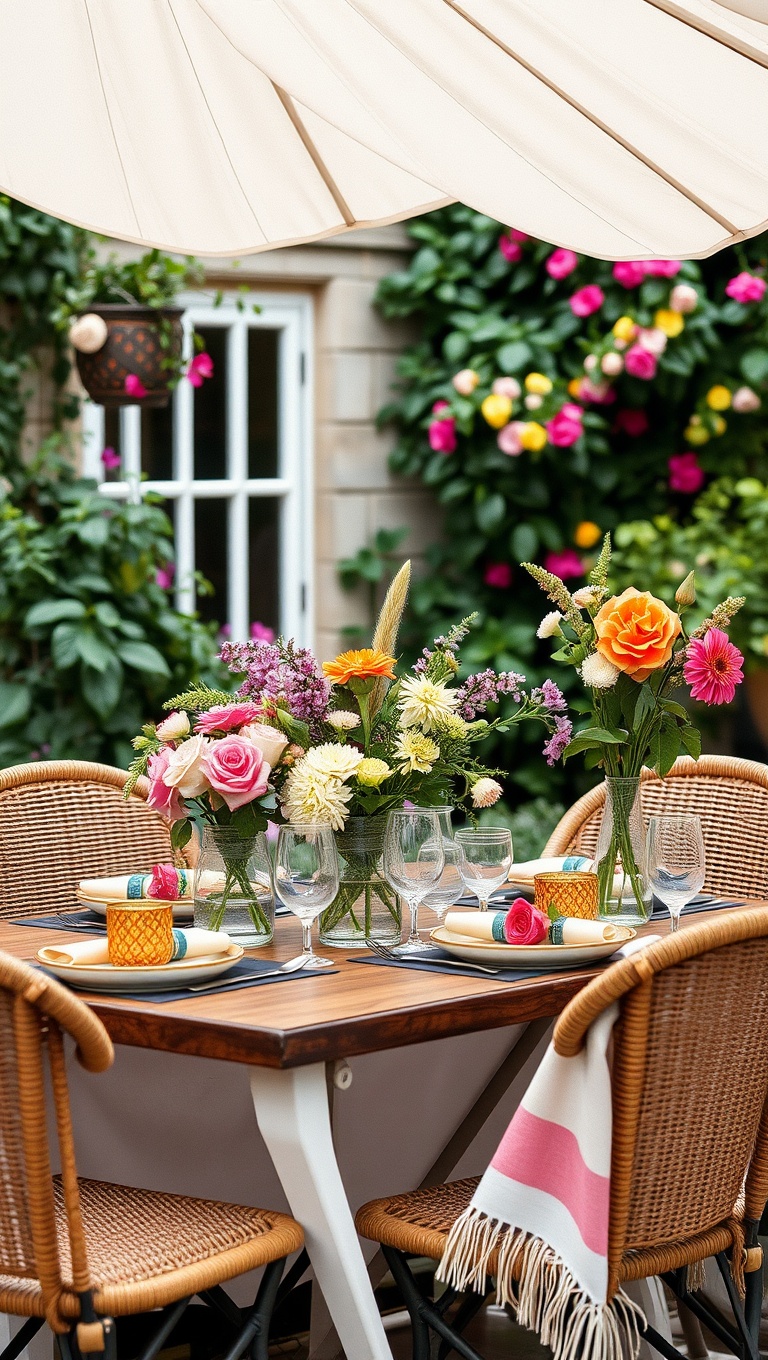 20 Stunning Ideas for Magical Al Fresco Dining Decor - 7. Floral Arrangements Straight from the Garden