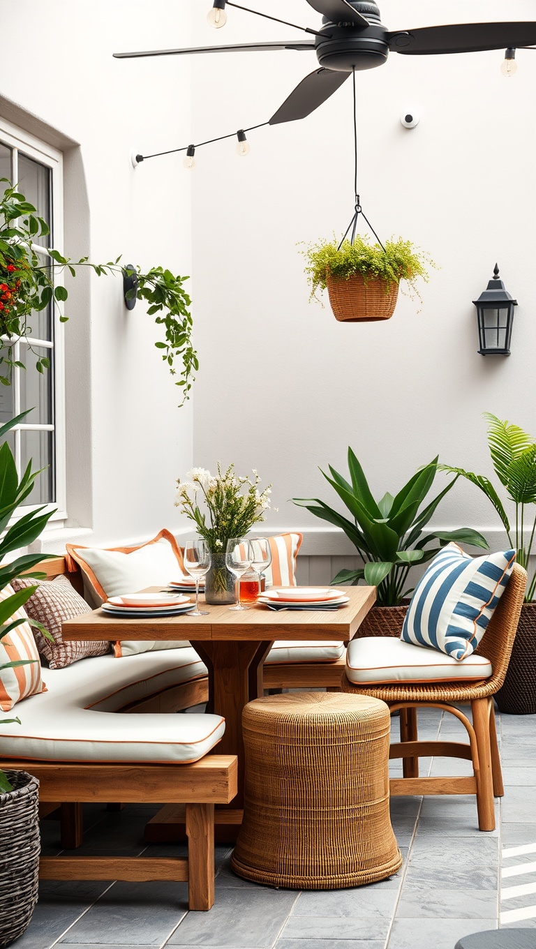 20 Stunning Ideas for Magical Al Fresco Dining Decor - 11. Creative Seating Options: Cushions and Benches