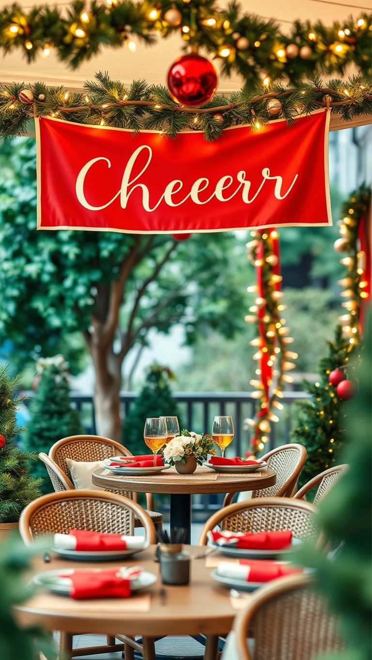20 Stunning Ideas for Magical Al Fresco Dining Decor - 13. Festive Banners and Garlands for Cheer