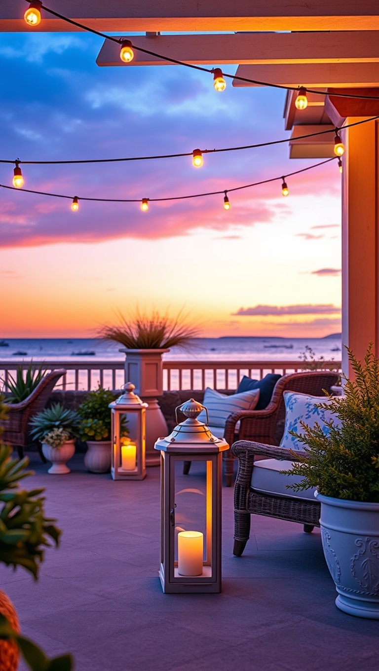 20 Coastal Decor Ideas to Transform Your Patio into a Seaside Paradise - 5. Coastal Lanterns: Create a Magical Evening Glow