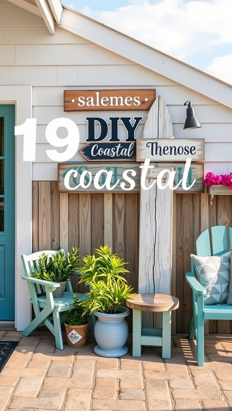 20 Coastal Decor Ideas to Transform Your Patio into a Seaside Paradise - 19. DIY Coastal Signage: Personalized Touch with Beachy Vibes