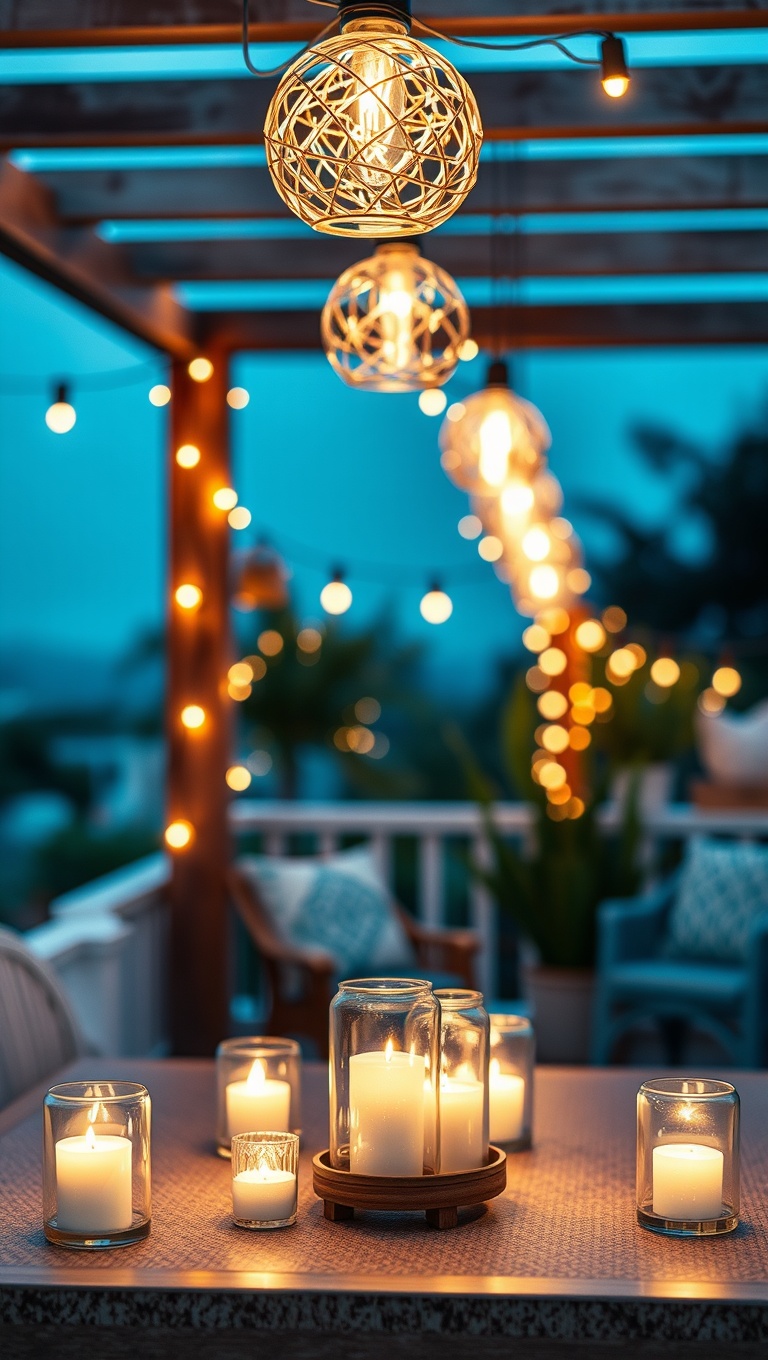 20 Coastal Decor Ideas to Transform Your Patio into a Seaside Paradise - 13. String Lights: Illuminate Your Space with Twinkling Magic
