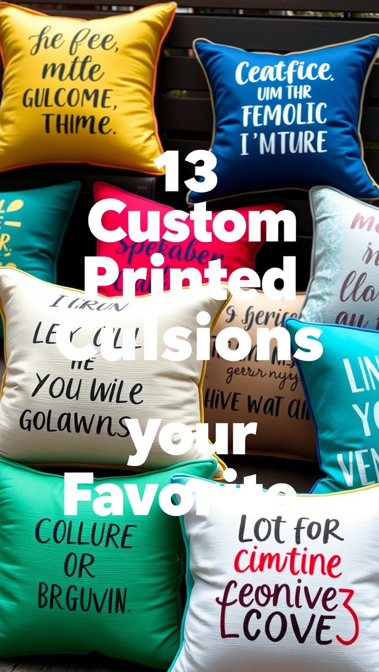 20 Vibrant Ideas to Brighten Up Your Patio with Colorful Cushions - 13. Custom Printed Cushions with Your Favorite Quotes