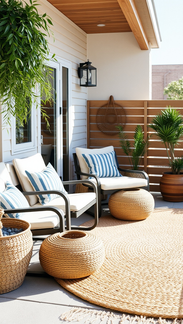 20 Cozy Patio Rug Ideas to Transform Your Outdoor Space - 2. Embrace Natural Jute Rugs