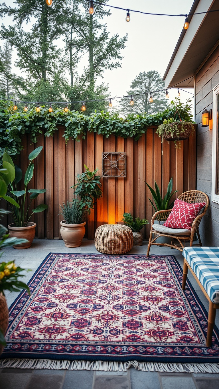 20 Cozy Patio Rug Ideas to Transform Your Outdoor Space - 11. Custom-Made Rugs for a Personal Touch