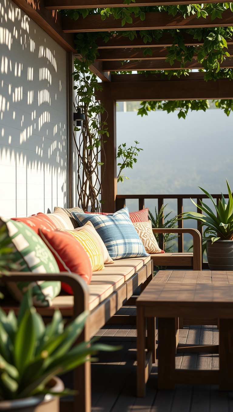 20 Cozy Ideas to Elevate Your Patio with Cushioned Benches