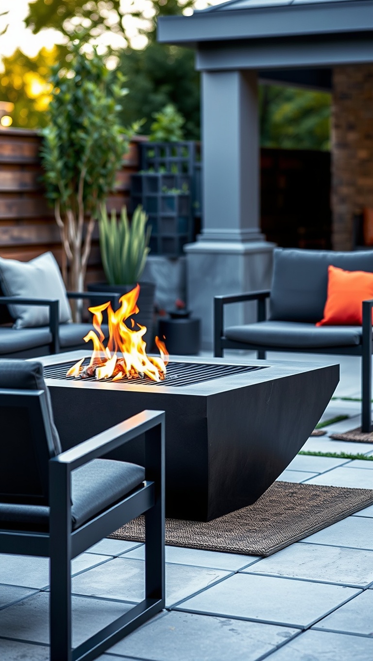 20 Hot Ideas and Inspiration for Modern Patio Fire Pits - 18. Fire Pit with a Cooking Grate for BBQ