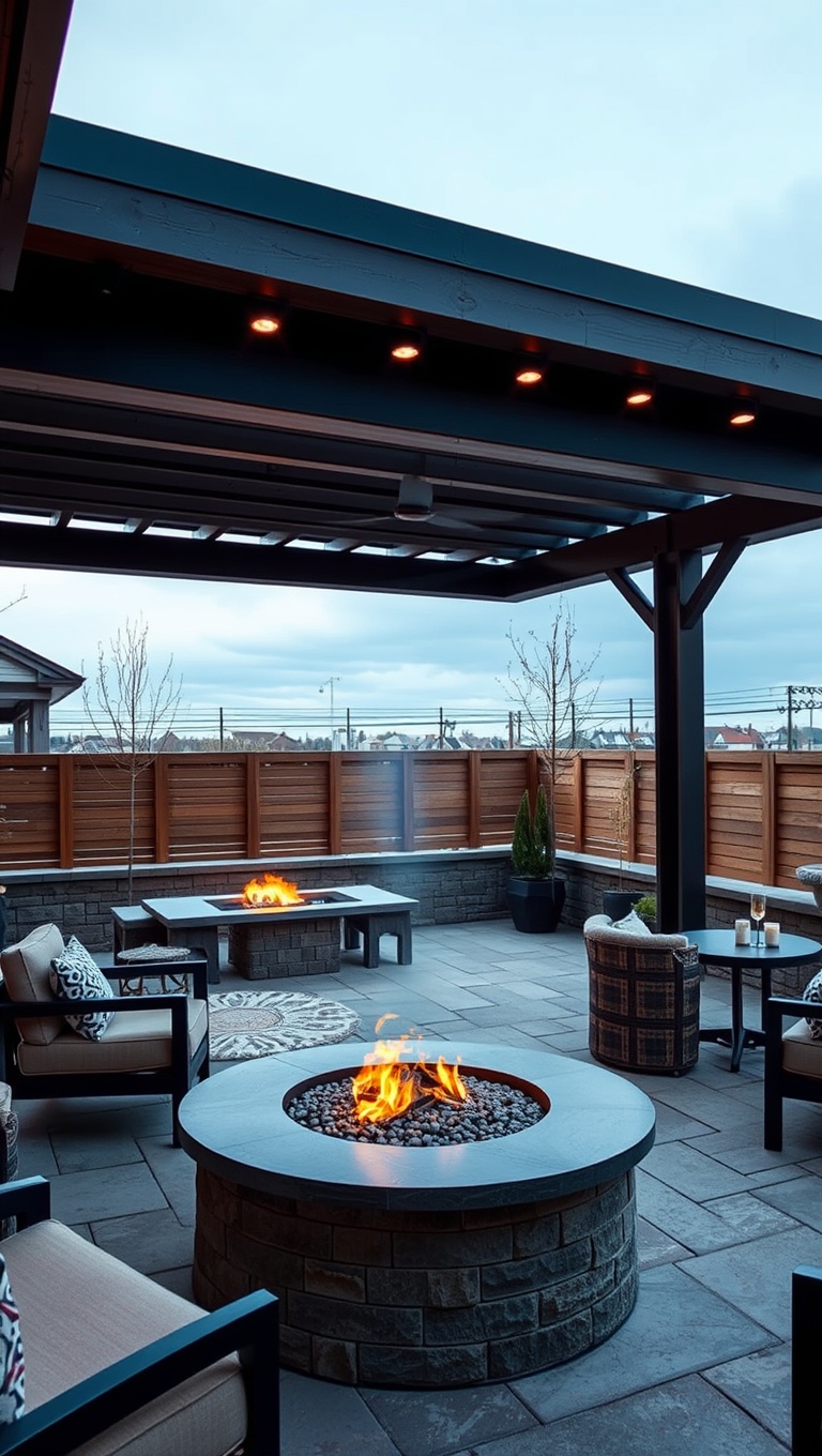 20 Hot Ideas and Inspiration for Modern Patio Fire Pits - 13. Covered Fire Pit Areas for All Year Round