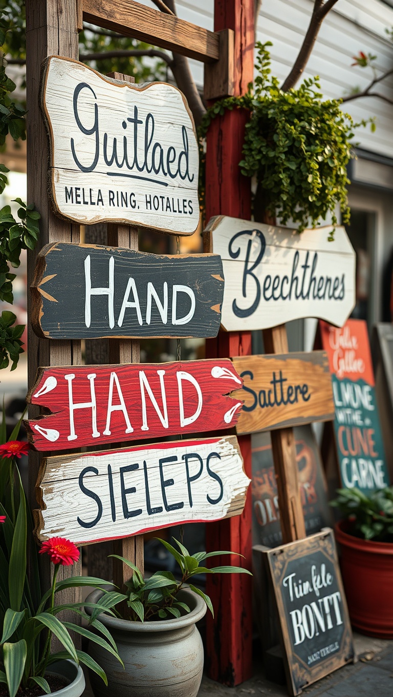 20 Creative Outdoor Art and Craft Ideas to Brighten Your Space - Hand-Painted Signs: Personalized Touches