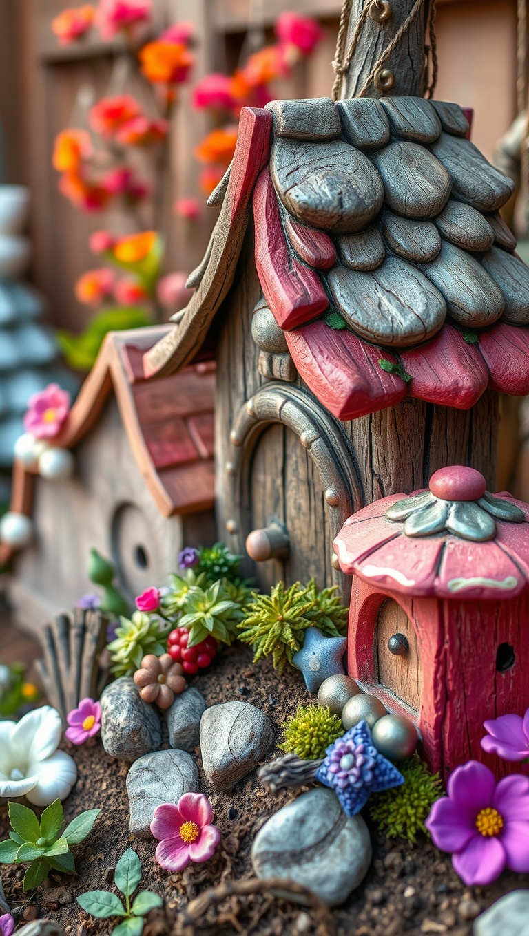 20 Creative Outdoor Art and Craft Ideas to Brighten Your Space - Garden Fairy Houses: Enchanting Decor