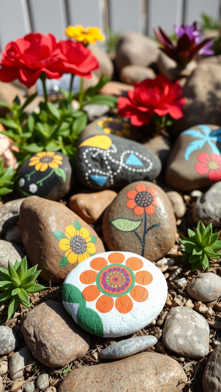 20 Creative Outdoor Art and Craft Ideas to Brighten Your Space - Painted Garden Rocks: Nature’s Canvas