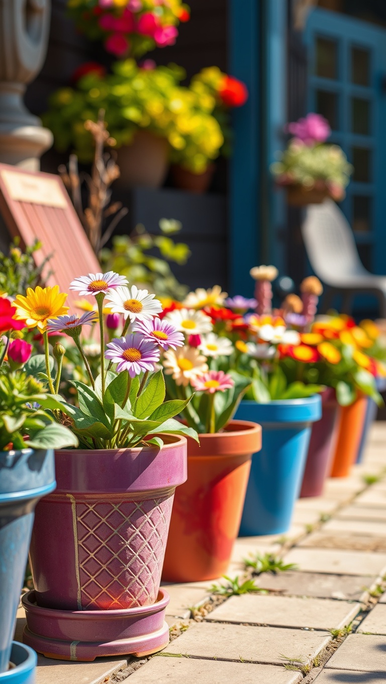 20 Creative Outdoor Art and Craft Ideas to Brighten Your Space - DIY Flower Pot Art: Color Your Garden