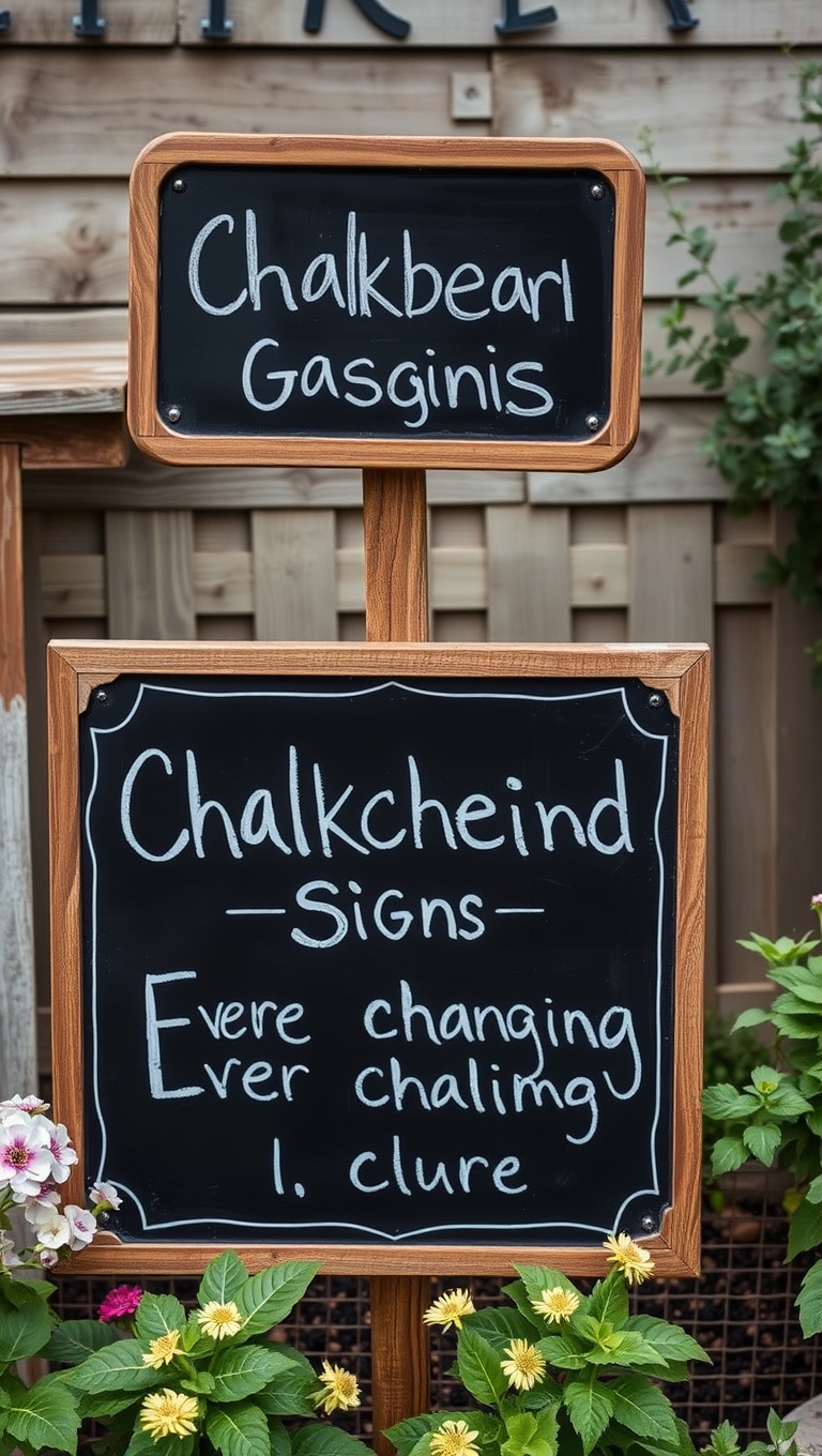 20 Creative Outdoor Art and Craft Ideas to Brighten Your Space - Chalkboard Garden Signs: Ever-Changing Messages