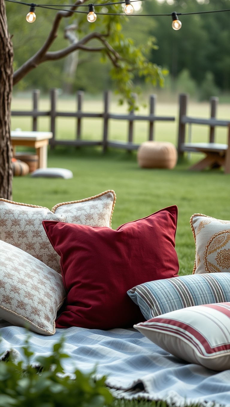 20 Creative Ideas for the Perfect Outdoor Movie Night! - 9. Cozy Pillows and Cushions: Add Comfort to Your Setup