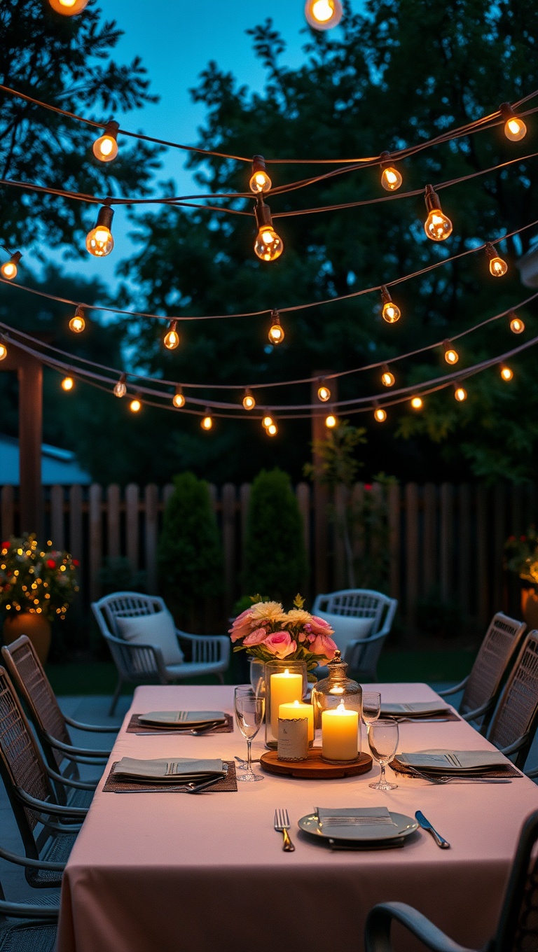 20 Twinkling Ideas to Brighten Up Your Outdoors with String Lights - 3. Romantic Patio: Drape Lights Over a Dining Table
