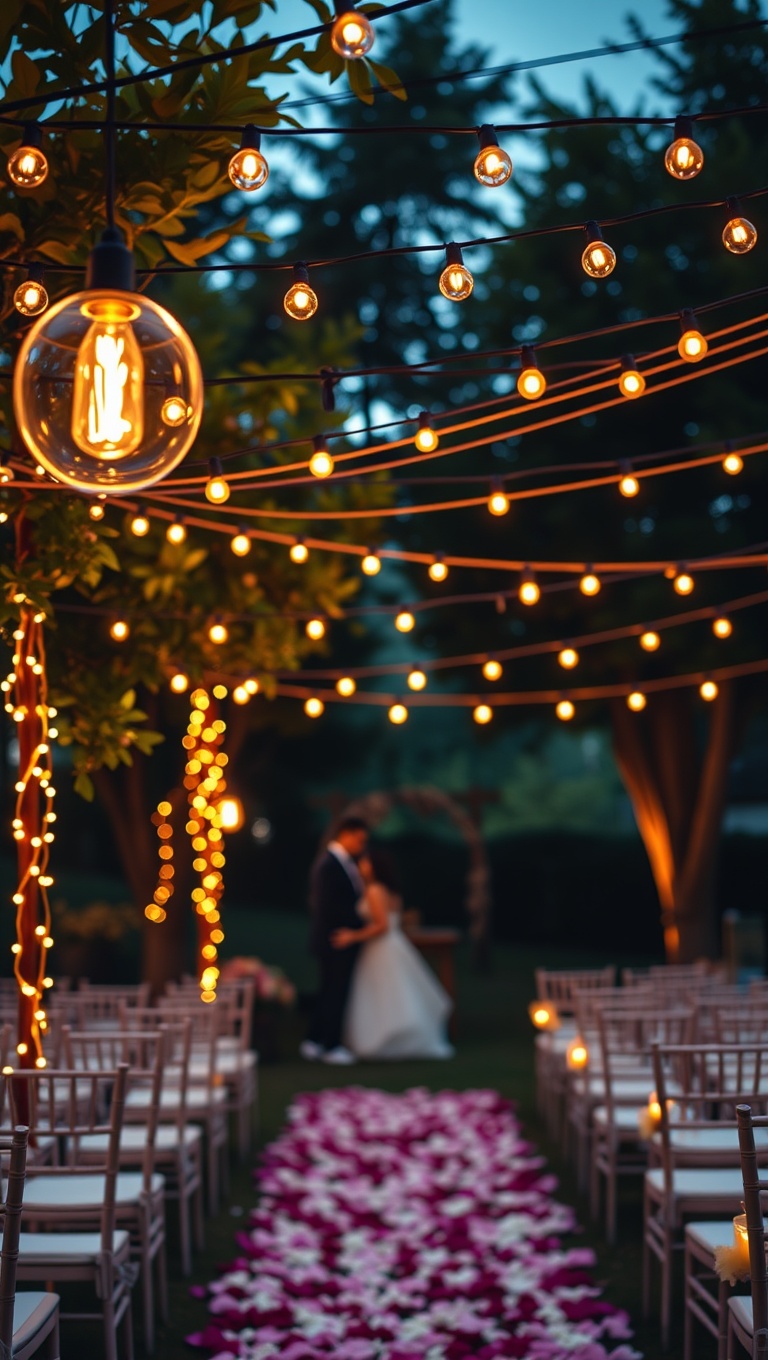 20 Twinkling Ideas to Brighten Up Your Outdoors with String Lights - 11. Wedding Wonderland: Perfect for Outdoor Ceremonies