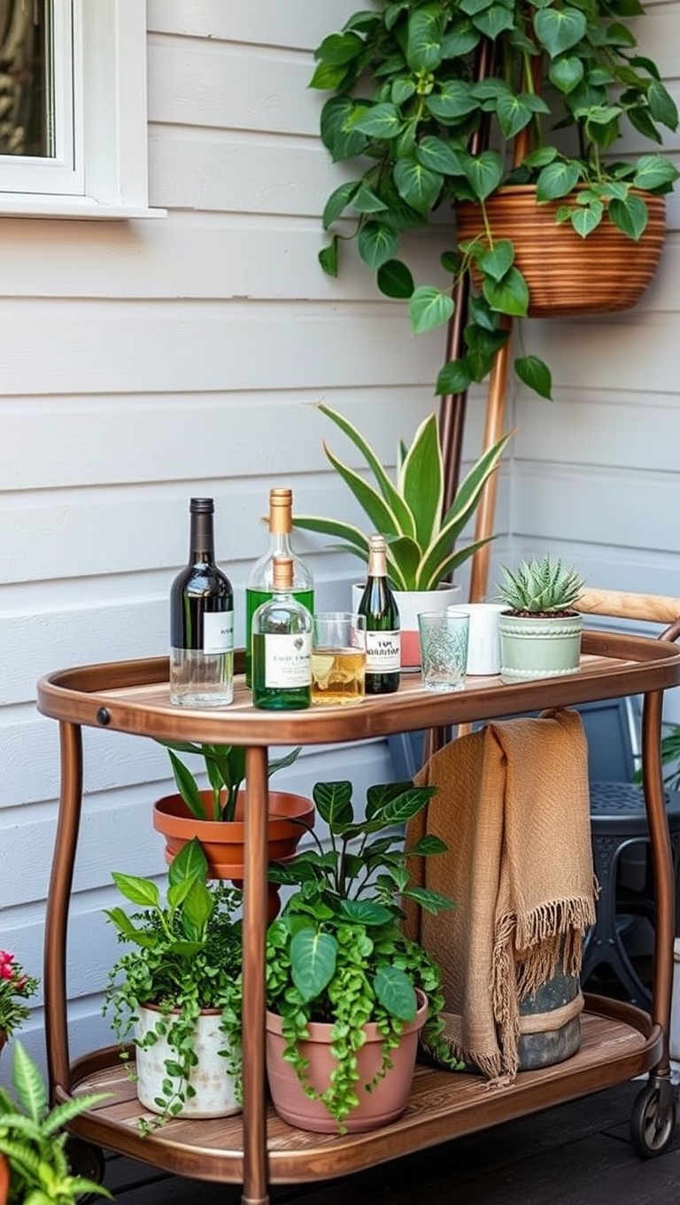 20 Creative Patio Bar Cart Ideas to Elevate Your Outdoor Space - 12. Eco-Friendly: Upcycled Materials and Plants
