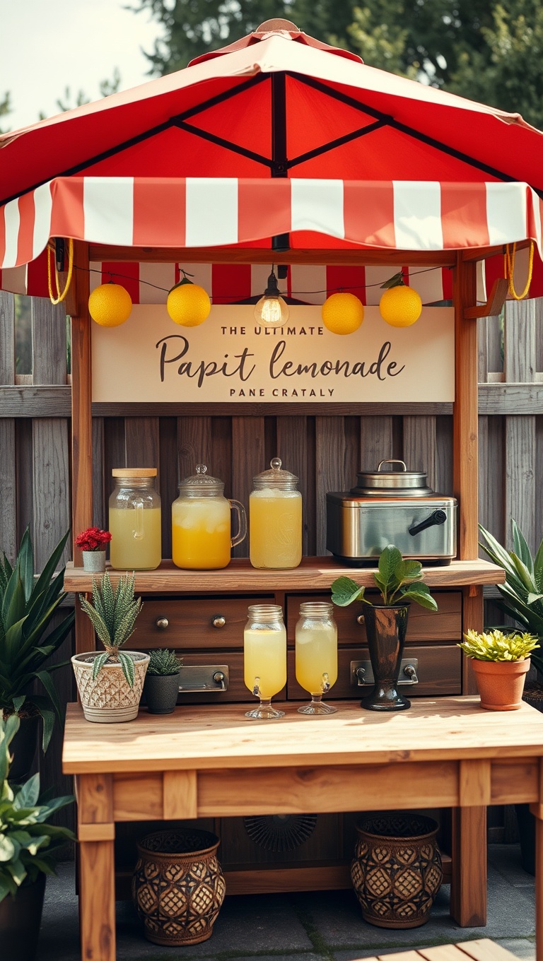 20 Creative Ideas for Your Perfect Patio Drink Station - 20. The Ultimate Lemonade Stand