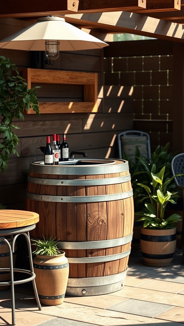 20 Creative Ideas for Your Perfect Patio Drink Station - 4. Wine Barrel Cooler