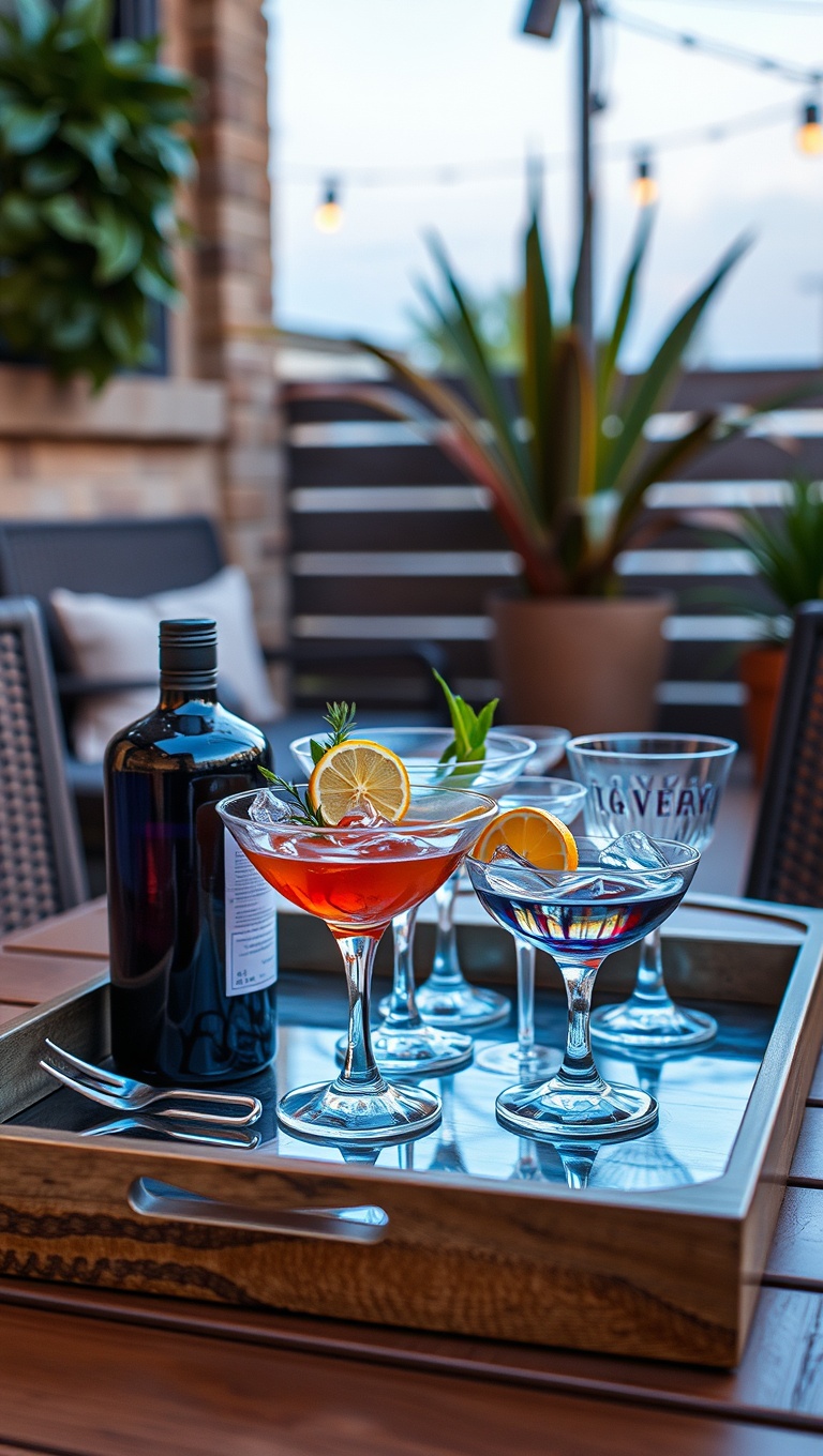 20 Creative Ideas for Your Perfect Patio Drink Station - 14. Themed Cocktail Tray