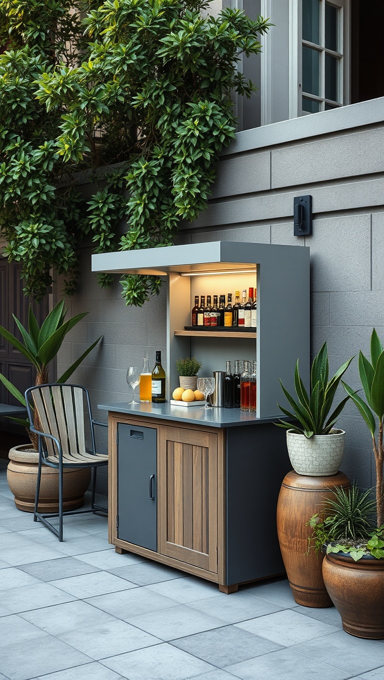 20 Creative Ideas for Your Perfect Patio Drink Station - 15. Small Space Drink Station