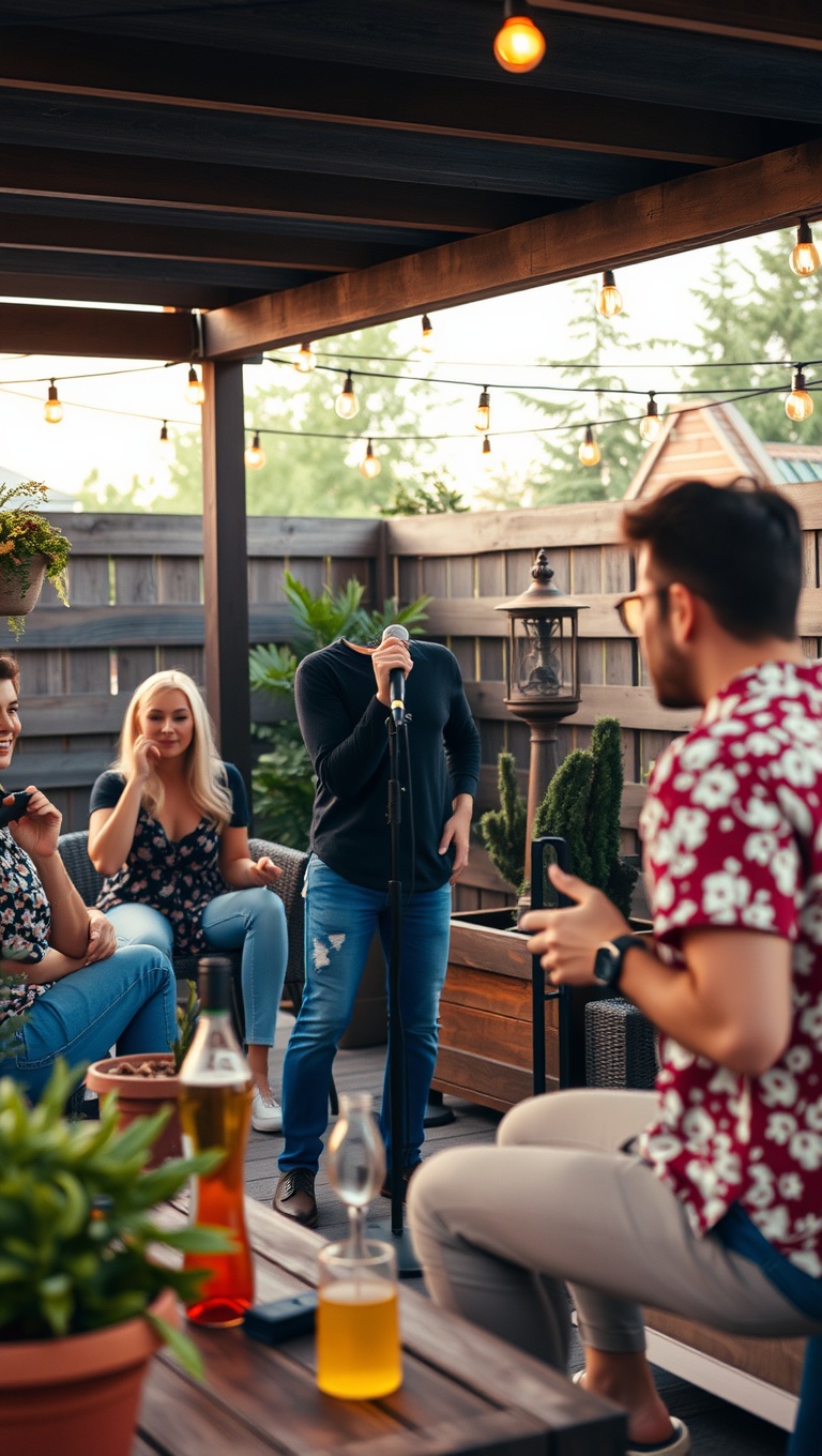 20 Fun and Creative Patio Games and Activities to Keep You Entertained - 19. Patio Karaoke: Sing Your Heart Out