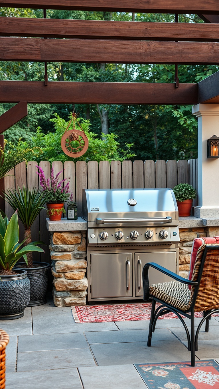 20 Creative Ideas for the Perfect Patio Grilling Station - 20. Seasonal Decor for Your Grill Area