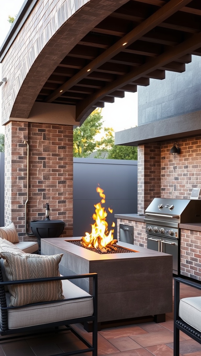 20 Creative Ideas for the Perfect Patio Grilling Station - 7. Chic Modern Fire Pit Grill